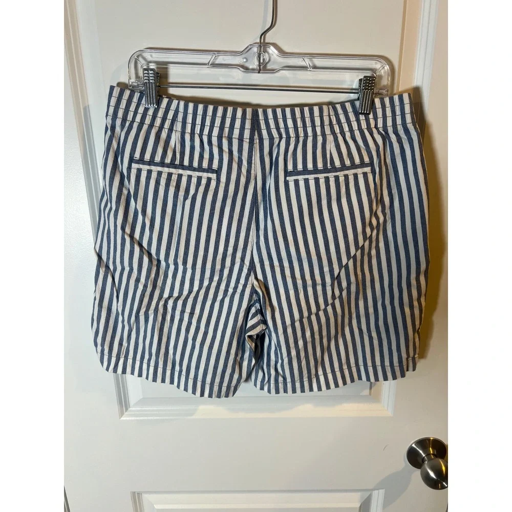 Lands' End Womens Shorts Mid‎ Rise Striped Blue White 12